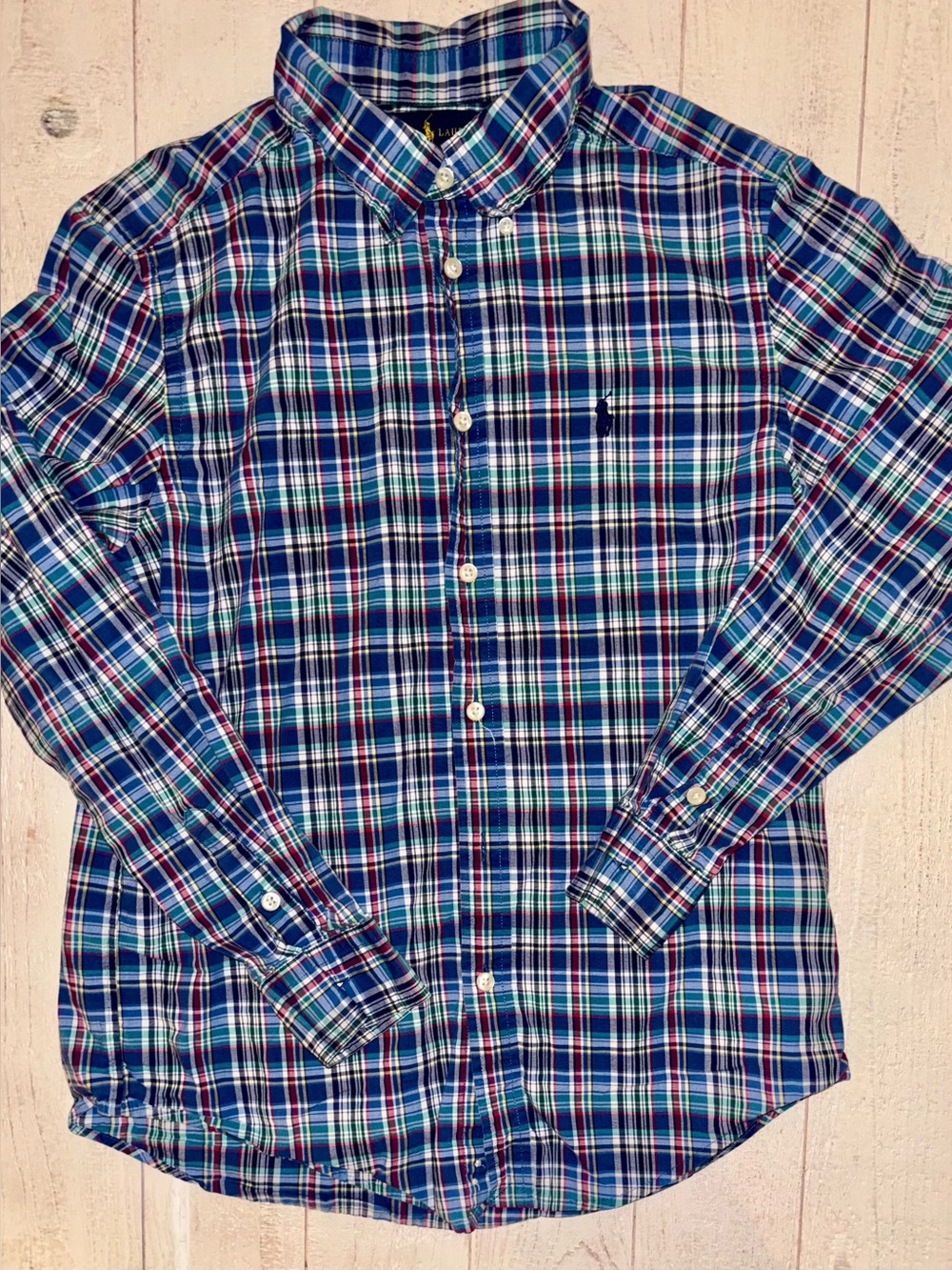 Ralph Lauren Blue & Green Plaid Button-Down Shirt